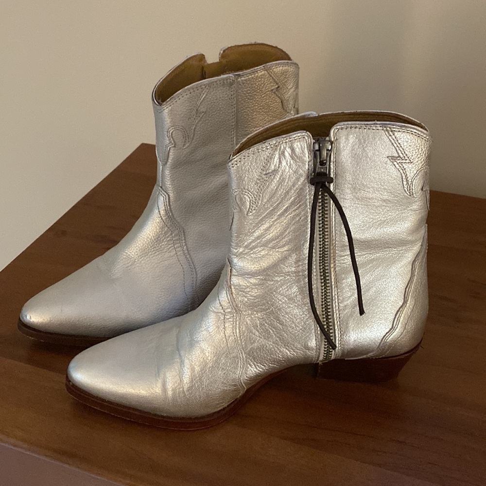 Free people silver “cowgirl” booties